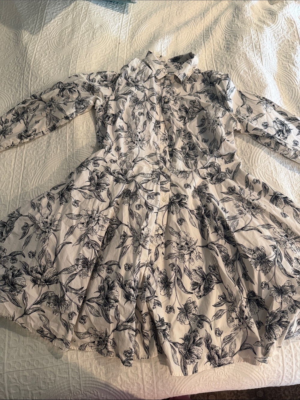 a new day White and Black Floral Button-Front Dress